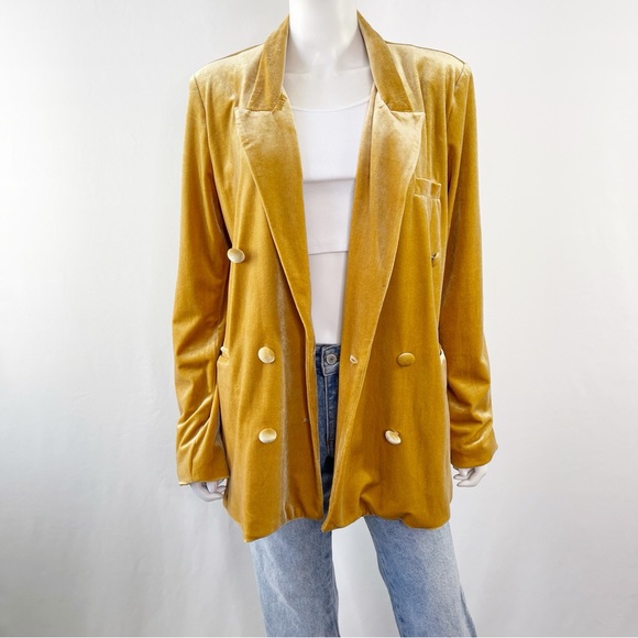 Blank NYC Coat Gold Velvet Button Up Size L - Picture 1 of 8
